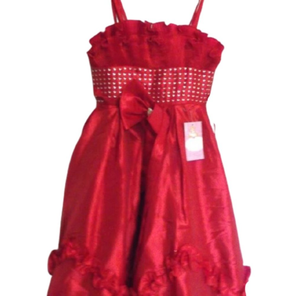 Red Party Dress Girl Size 6 6X NWT